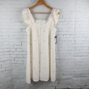 THALASSA IVORY RUFFLE SLEEVE SQUARE NECK MACI SNAKE BABY DOLL DRESS SIZE S NWT